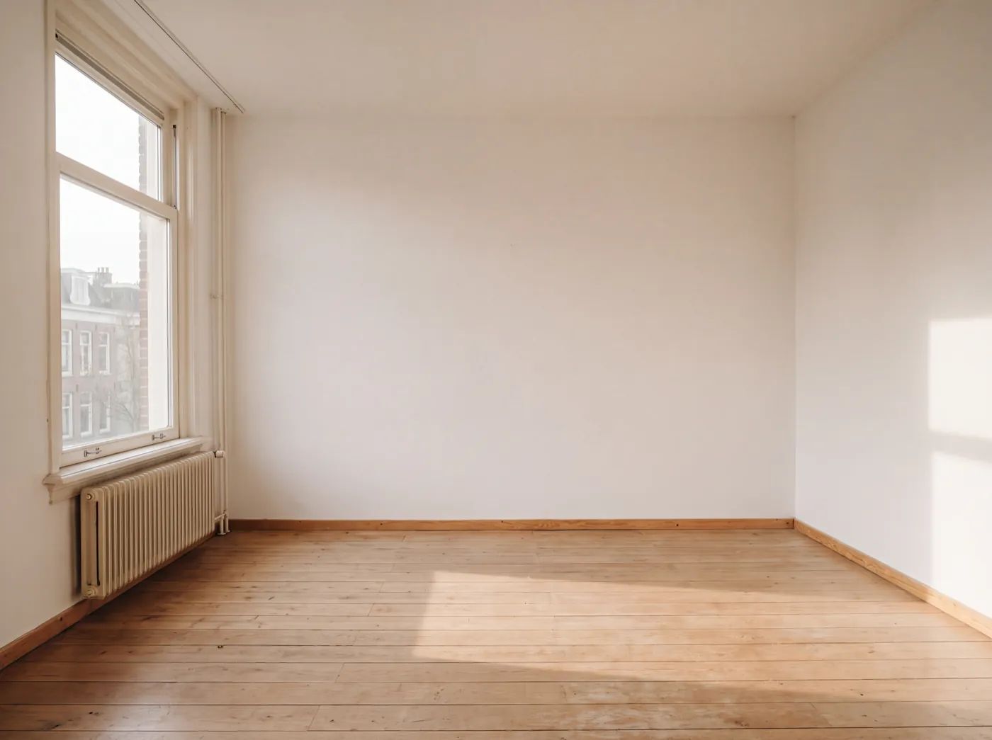 Lege slaapkamer met daglicht door het raam, klaar na een seniorenverhuizing